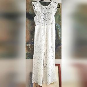 White eyelets, Jumsuit. Size Medium, Forever 21